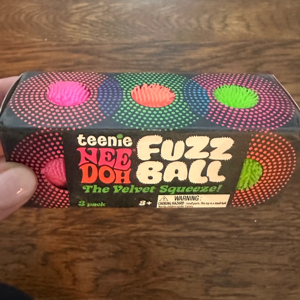 NeeDoh Teenie Fuzz Ball 3-Pack - NWT - Pink, Orange, Green Balls Included